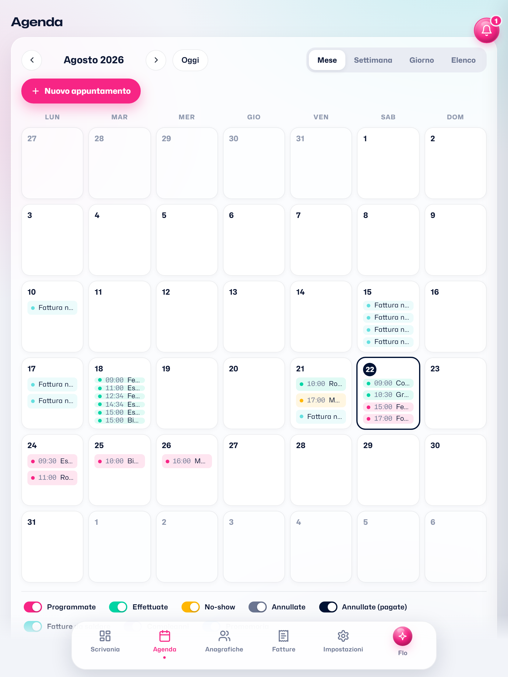 L'agenda sul tablet