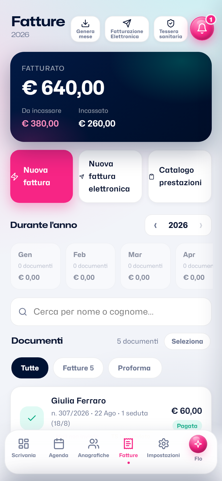 La pagina Fatture sul telefono