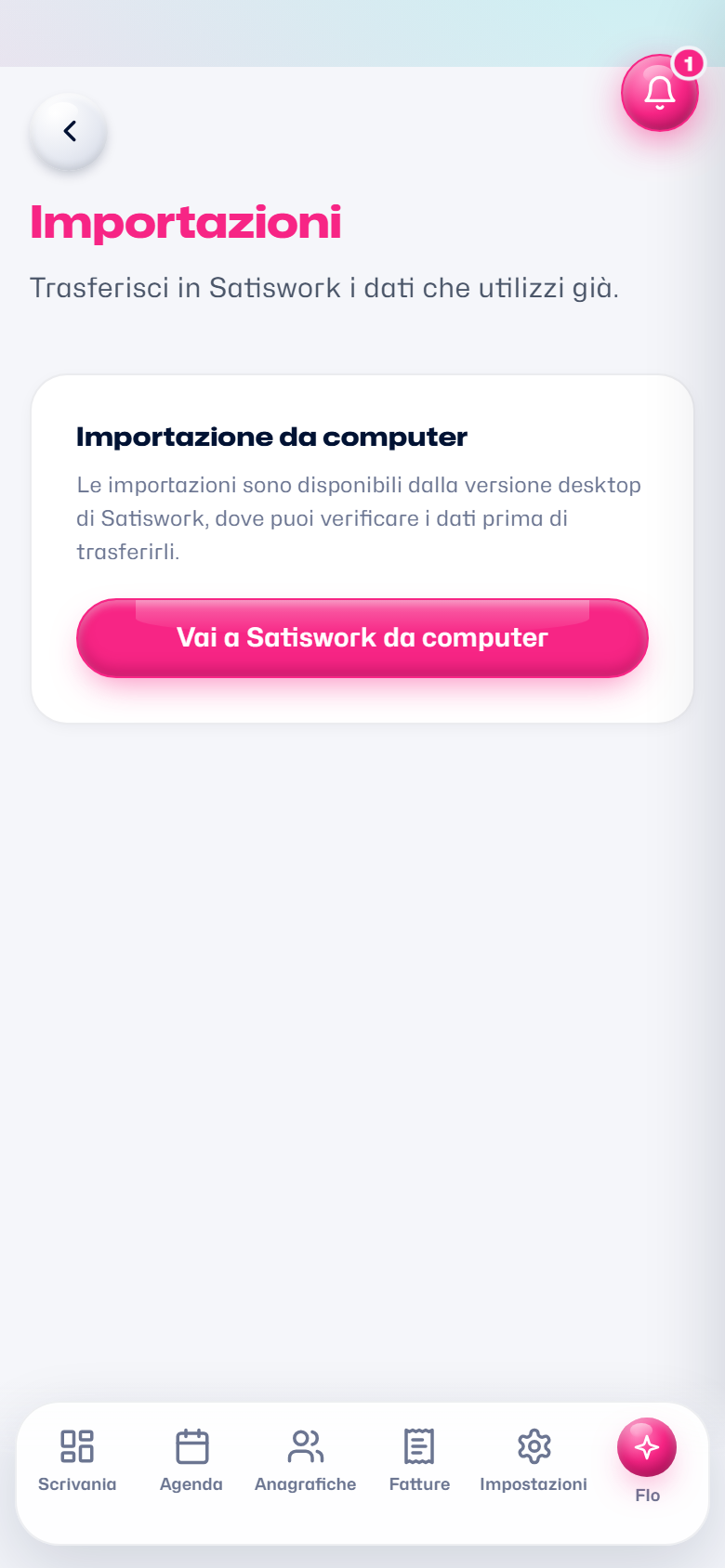 L'importazione dei dati sullo smartphone