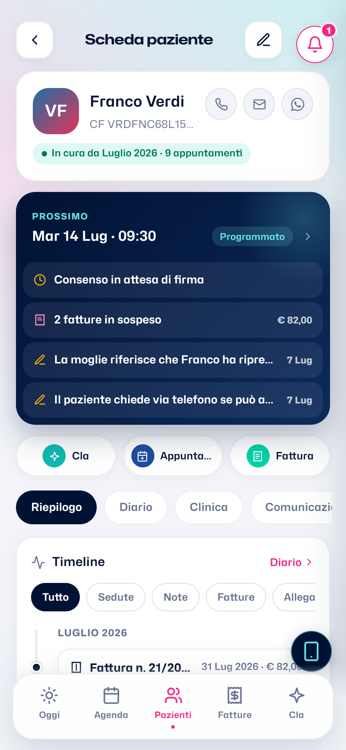La scheda completa del paziente