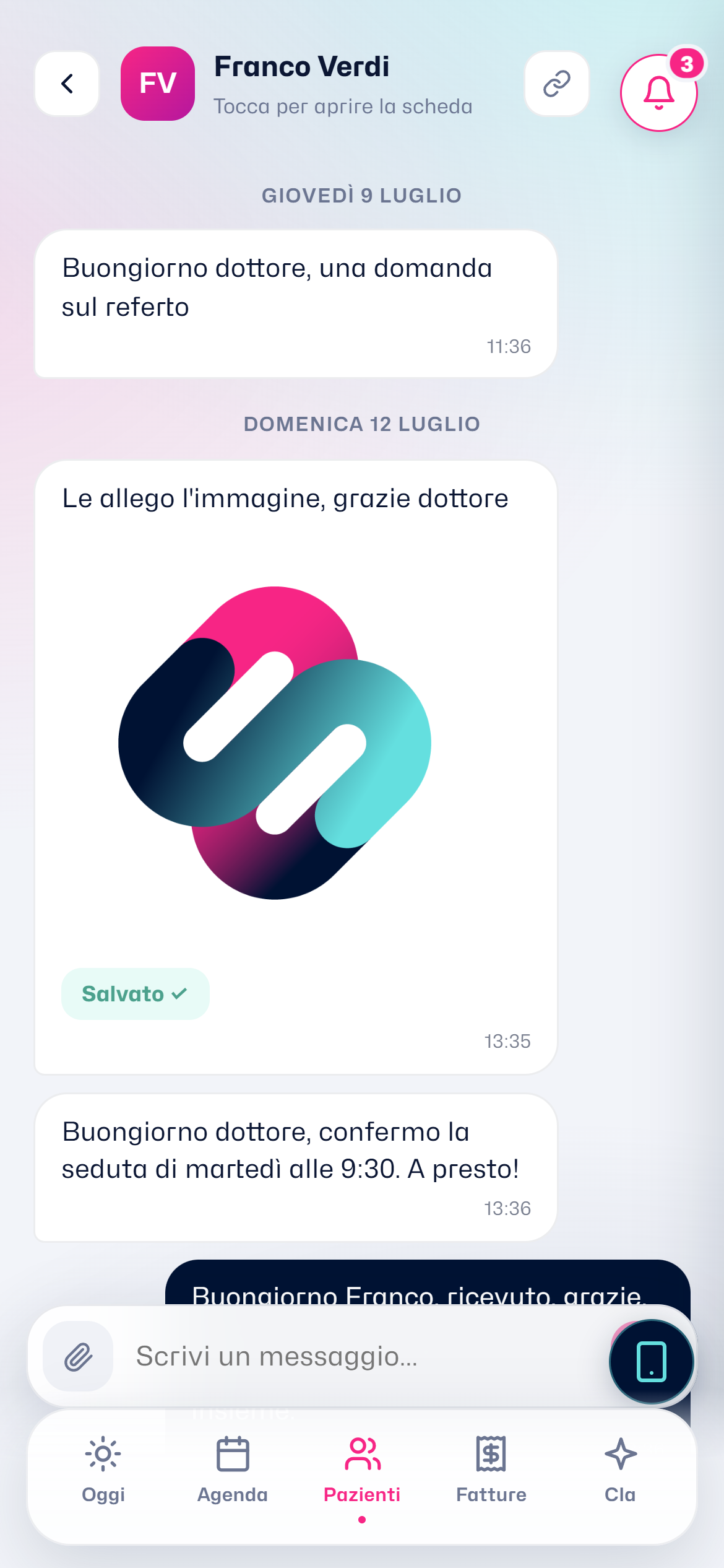 Il salvataggio di un allegato ricevuto in chat