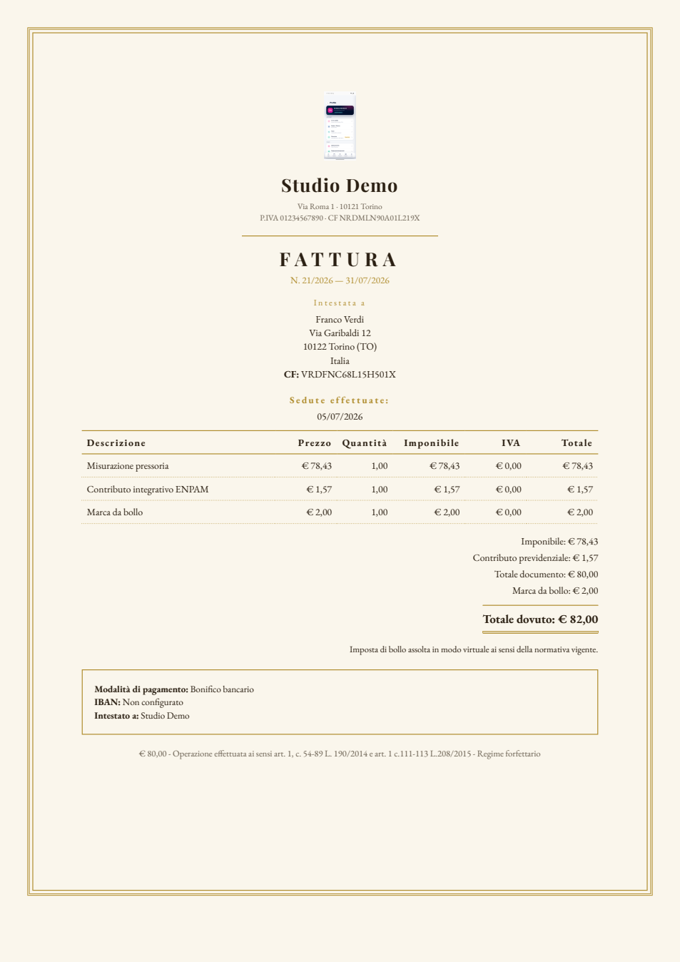 Fattura in stile Sfarzosa